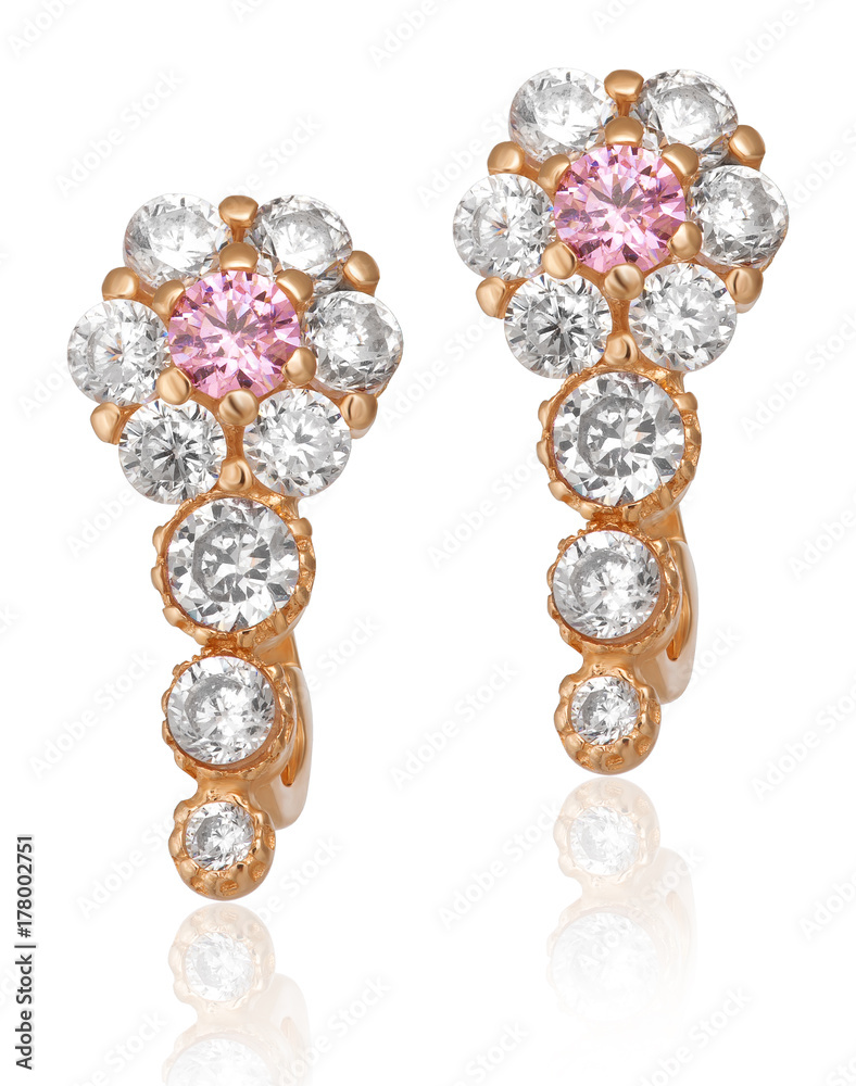 fashion women's earrings in gold. fashion women's earrings in gold.