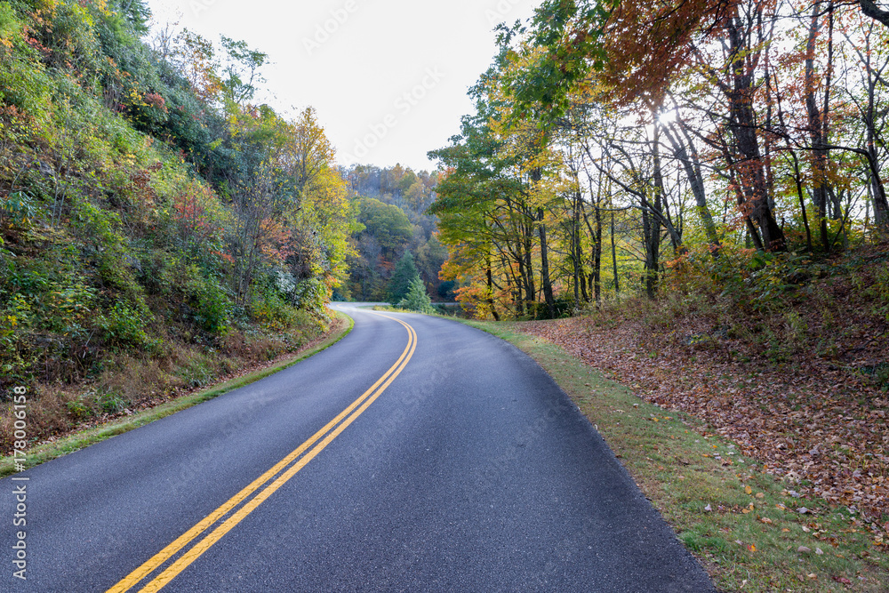 driving the blue ridge parkway in the evening driving the blue ridge parkway in the evening