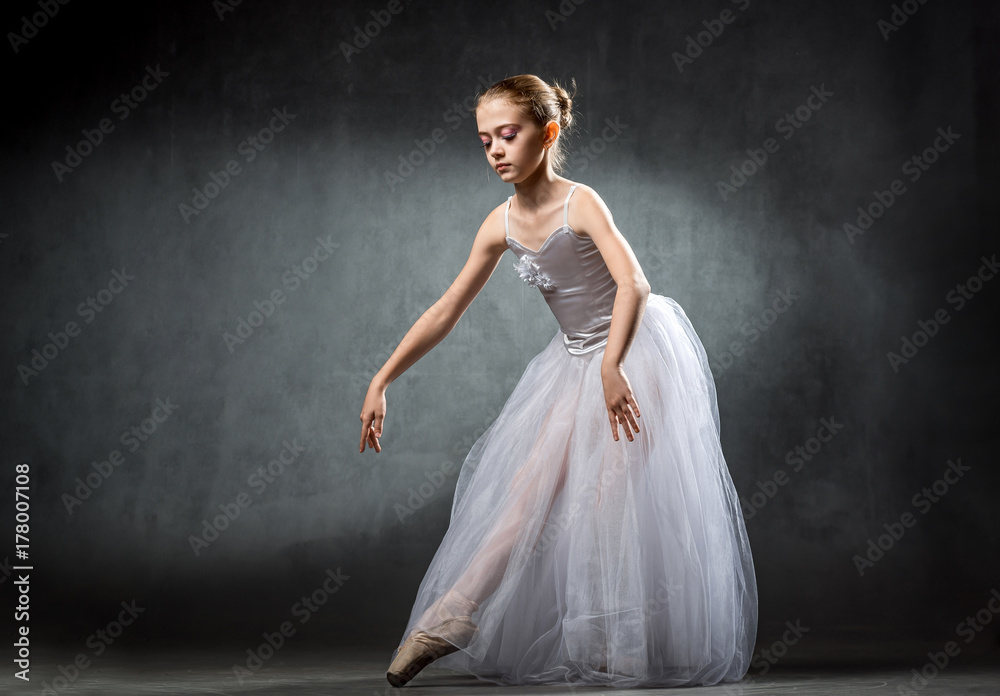 A young beautiful ballerina is posing in the studio. A little dancer. Ballet. A young beautiful ballerina is posing in the studio. A little dancer. Ballet.