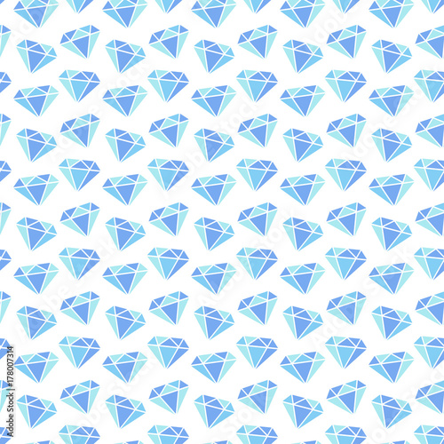 Diamonds seamless pattern on white background. Vector illustration in blue colors. Wrapping or fabric pattern.