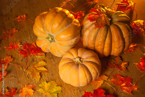 Pumpkins with autumn leaves...