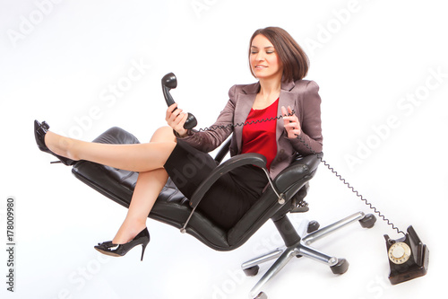 The secretary. Girl in an o...
