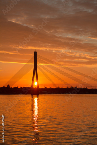 Beautiful sunset over the river Daugava