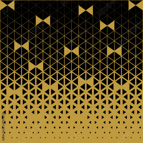 Abstract polygon black and gold graphic triangle pattern. Usable for background or greeting cards for New Year and Christmas.