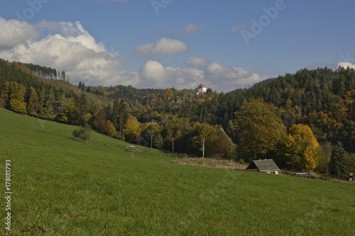 View over Thuringian Forest in early fall photo