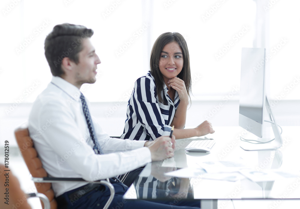 female Manager talking to the client. female Manager talking to the client.