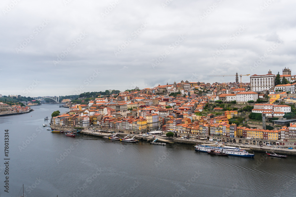 Porto, Portugal - July, 2017. Panoramic aerial view of Porto in a beautiful summer day, Portugal