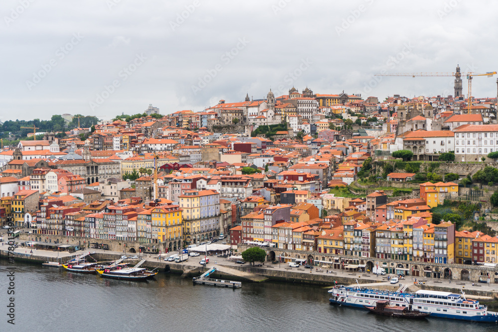 Porto, Portugal - July, 2017. Panoramic aerial view of Porto in a beautiful summer day, Portugal