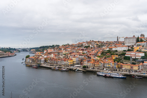 Porto, Portugal - July, 2017. Panoramic aerial view of Porto in a beautiful summer day, Portugal