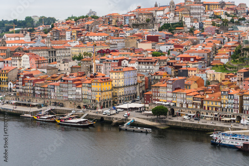 Porto  Portugal - July  2017. Panoramic aerial view of Porto in a beautiful summer day  Portugal