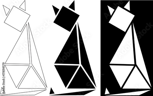 cat from geometric shapes / pet / logo or tattoo