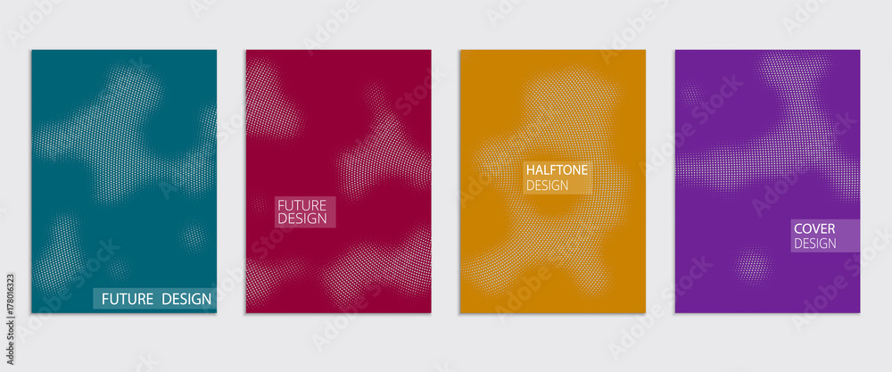 Minimal Vector covers design. Cool halftone gradients. Future Poster template set.