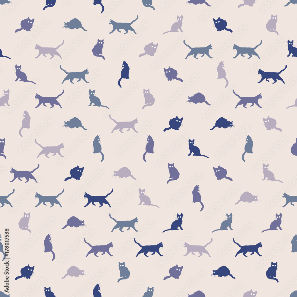 Fototapeta premium Seamless pattern with cute cats