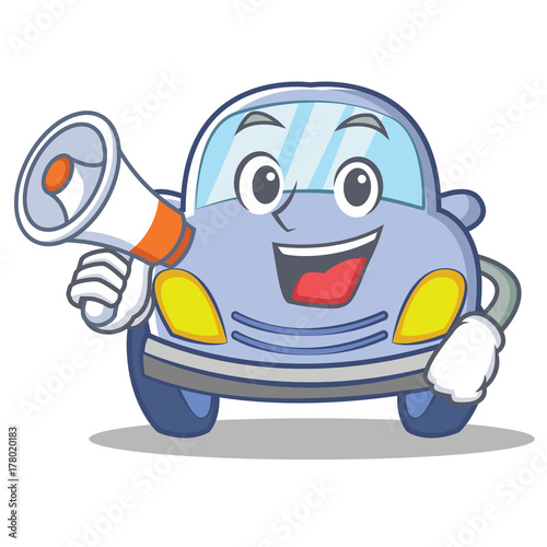With megaphone cute car character cartoon