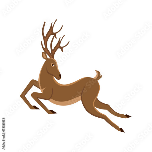 Cute Deer Cartoon Running. Reindeer Moving. Leaping Stag © -=MadDog=-