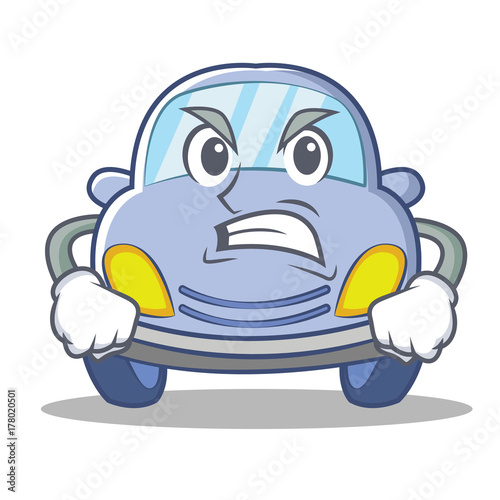 Angry cute car character cartoon