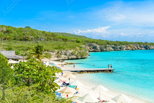 Bild auf Leinwand Porto Marie beach - white sand Beach with blue sky and crystal clear blue water