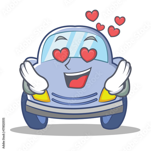 In love cute car character cartoon