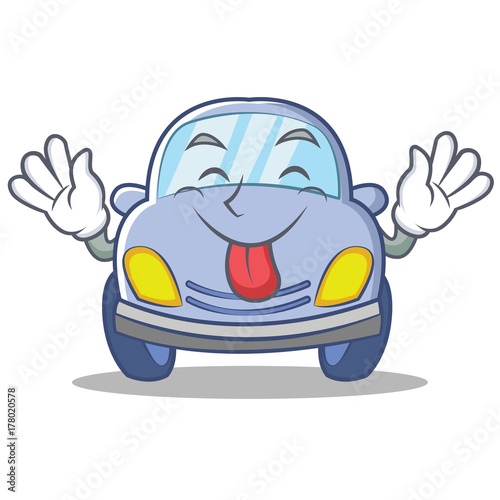 Tongue out cute car character cartoon