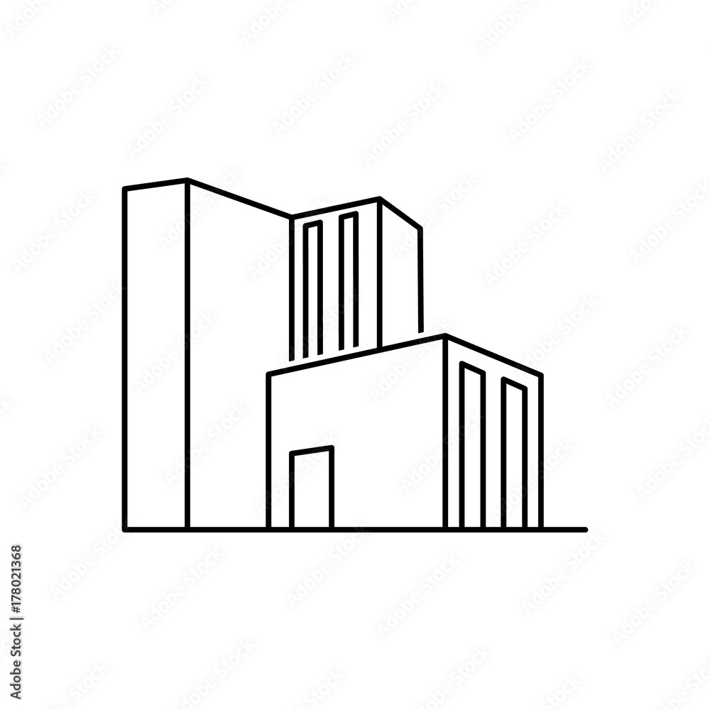 Obraz premium Isometric City Street Landscape View with Buildings, Roads, Trees, Cars and Walking People. Minimal Flat Line Outline Stroke Icon Illustration