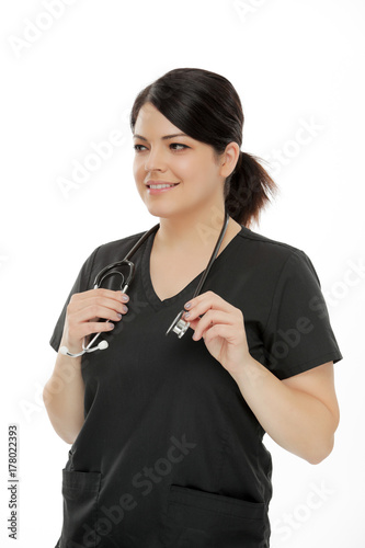 Health Young Nurse Holding Stethoscope