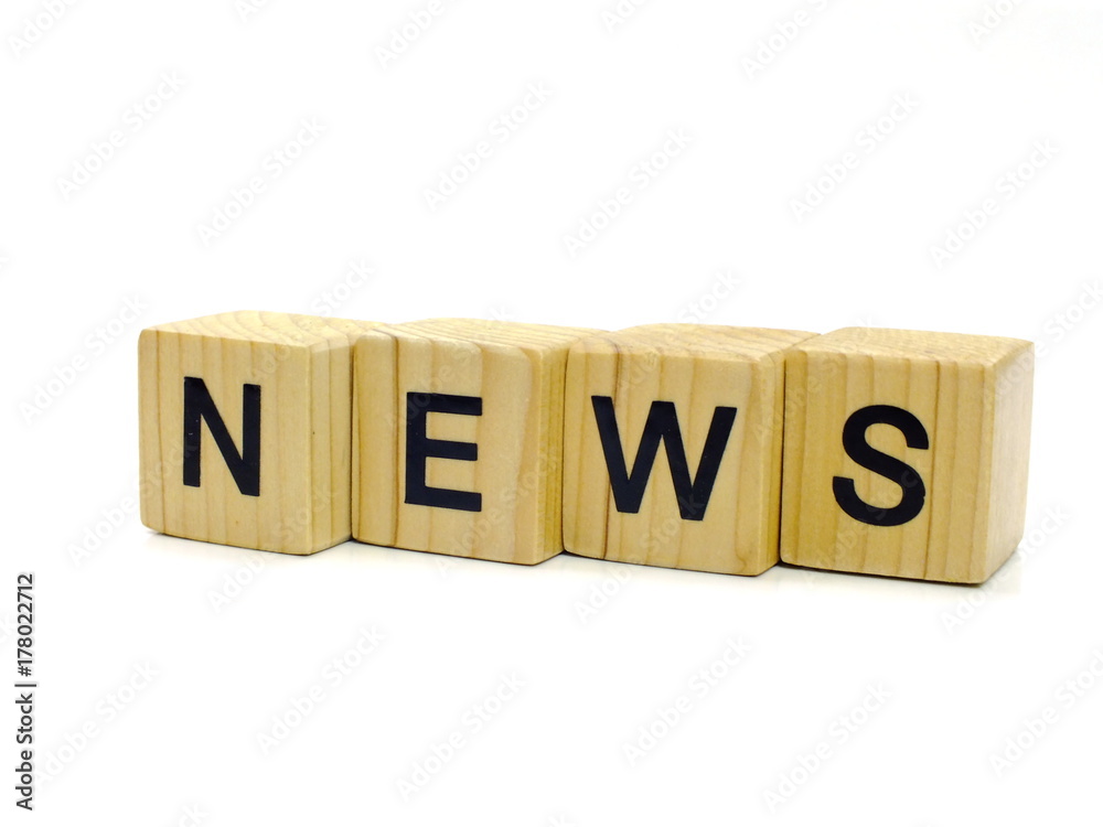 news word wooden blocks on white background news word wooden blocks on white background