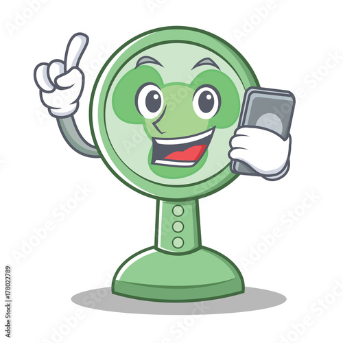 With phone fan character cartoon style