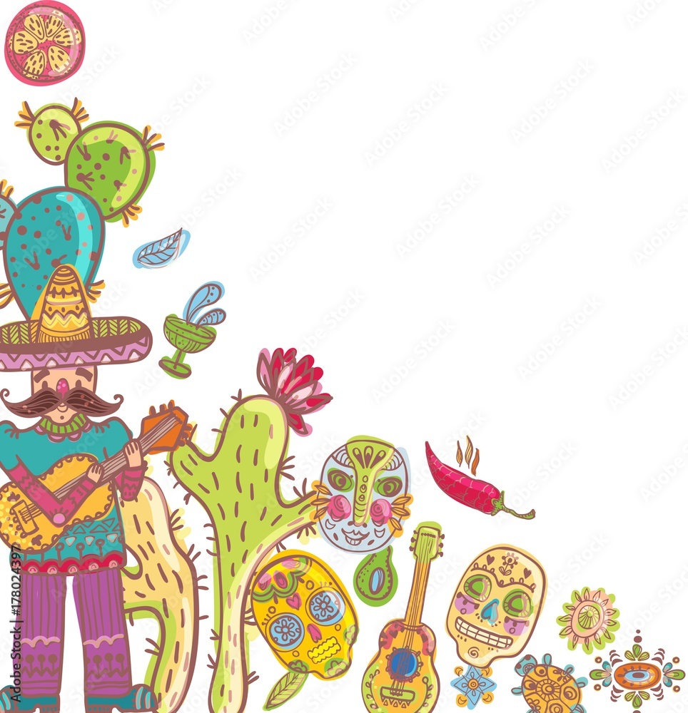 Mexico illustrations for beautiful design - obrazy, fototapety, plakaty 