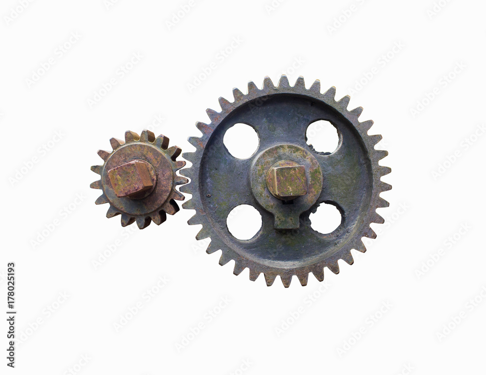 rust gear wheels isolated on white background rust gear wheels isolated on white background