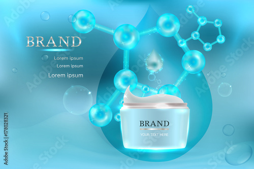 Cosmetic container with advertising background ready to use, luxury skin care ad. Illustration vector.