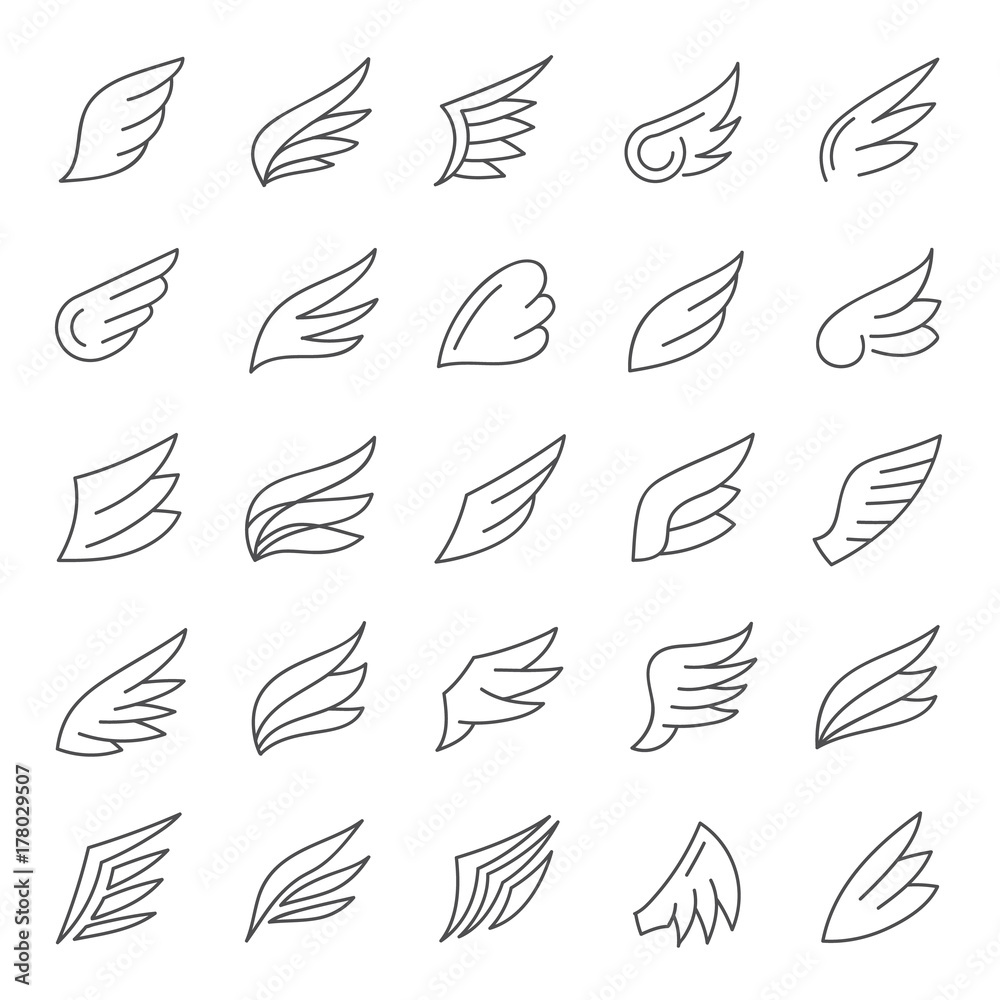 Wings line icon vector collection. Wings line icon vector collection.