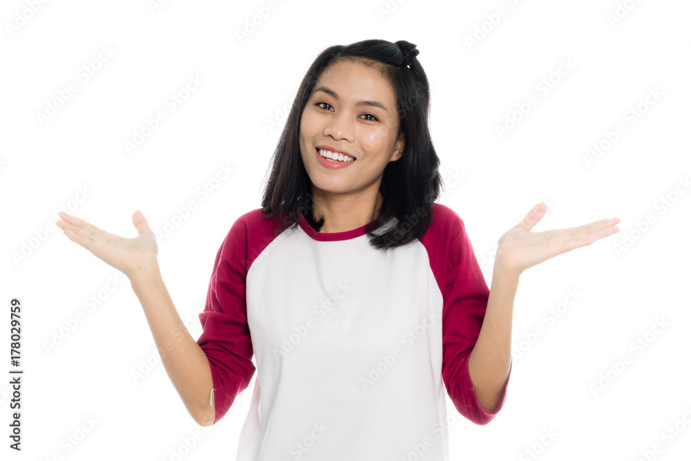 Portrait of a beautiful woman in a pose I do not know. Isolated on white background Portrait of a beautiful woman in a pose I do not know. Isolated on white background