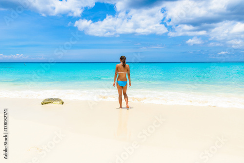 Girl at Grote Knip beach  Curacao  Netherlands Antilles - paradise beach on tropical caribbean island