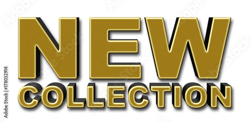 New Collection Golden Glitter  3D Illustration  Modern Banner - Sign  White Background