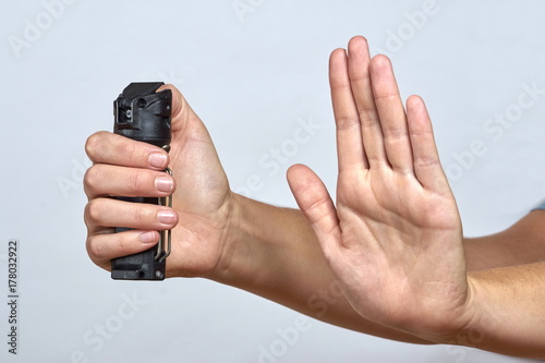 self defense - female with pepper spray