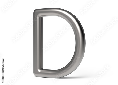 3D render metallic alphabet D