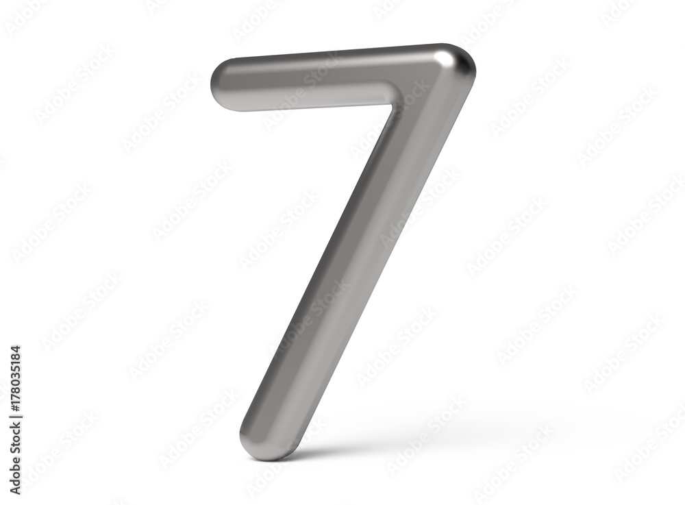 3D render metallic number 7