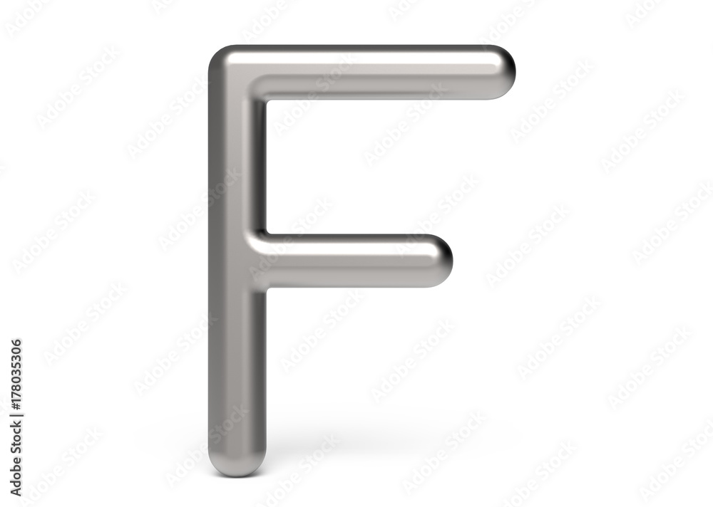 3D render metallic alphabet F 3D render metallic alphabet F