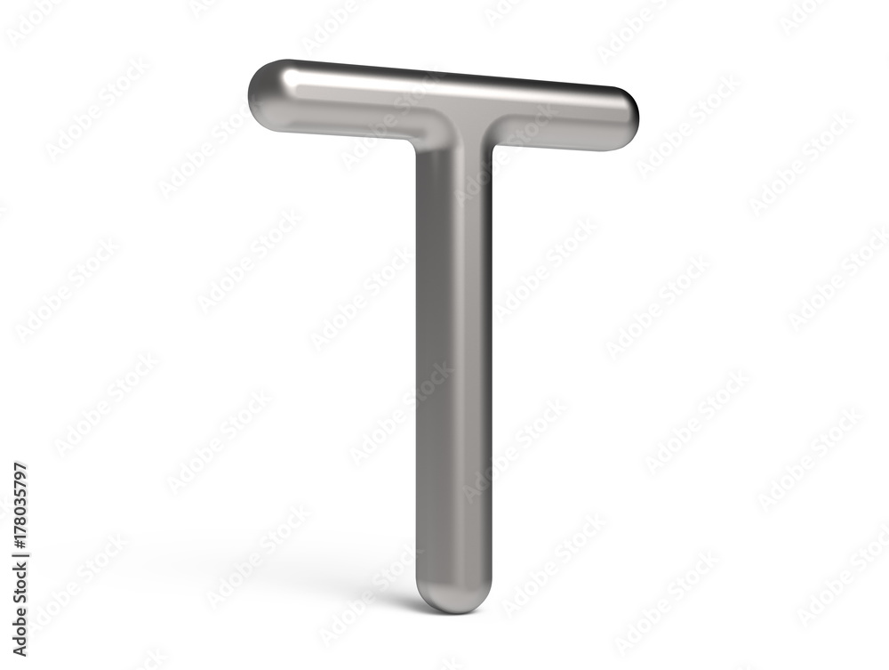 3D render metallic alphabet T 3D render metallic alphabet T