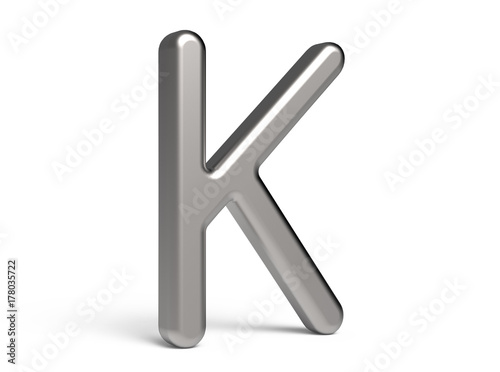 3D render metallic alphabet K