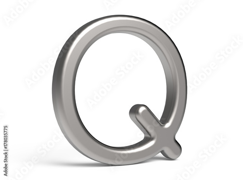 3D render metallic alphabet Q