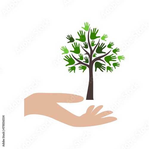 Hand with a tree symbol, Tree in hand