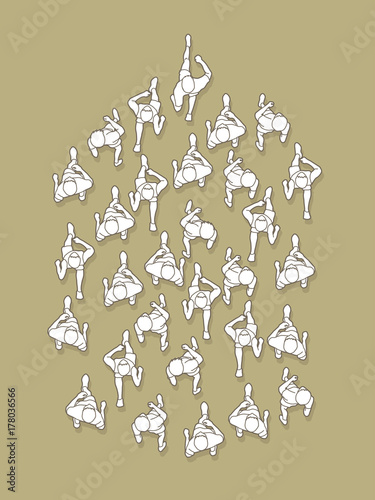 People start running top view graphic vector