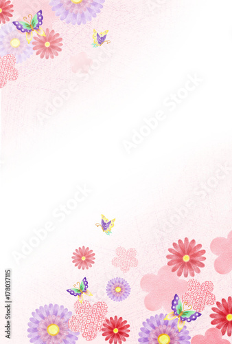 蝶と花の和柄背景 縦 Stock イラスト Adobe Stock 蝶と花の和柄背景 縦 Stock イラスト Adobe Stock