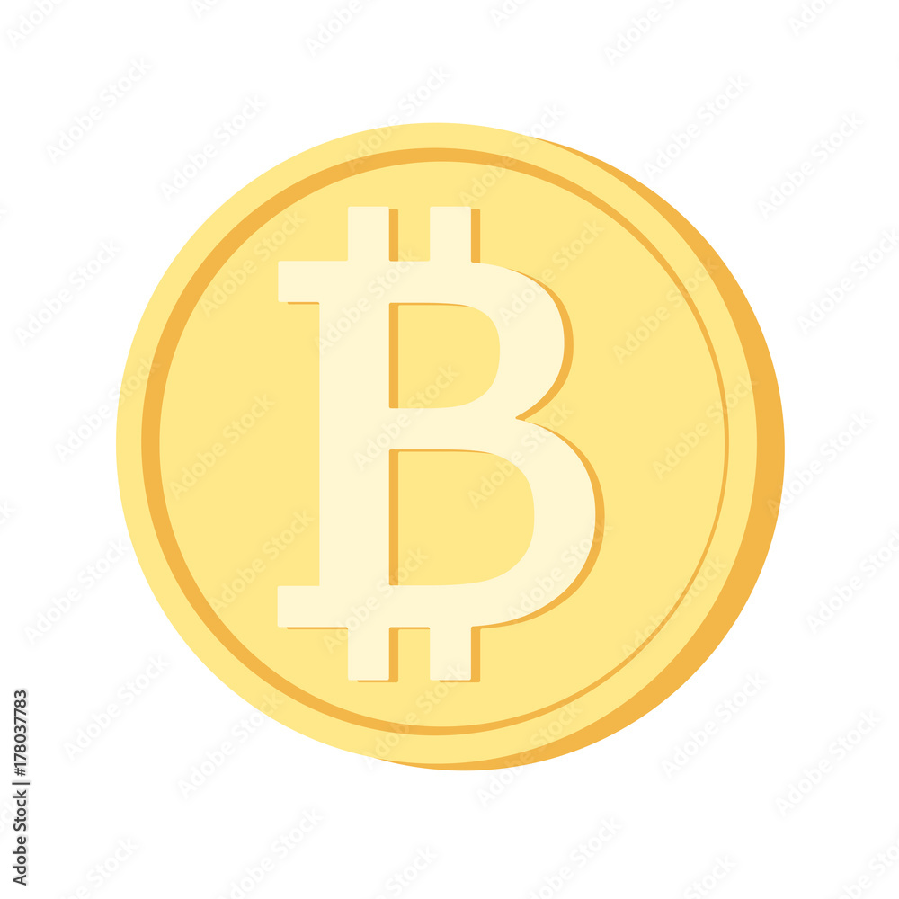 Bitcoin icon. Blockchain cryptocurrency BTC sign symbol token. New digital currency. Bitcoin mining. Fintech industry innovation. Decentralized money transactions network. Yellow golden coin on white. Bitcoin icon. Blockchain cryptocurrency BTC sign symbol token. New digital currency. Bitcoin mining. Fintech industry innovation. Decentralized money transactions network. Yellow golden coin on white.