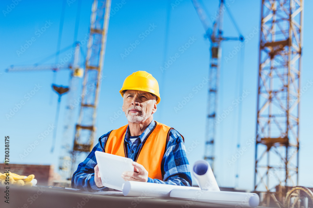 construction worker with digital tablet