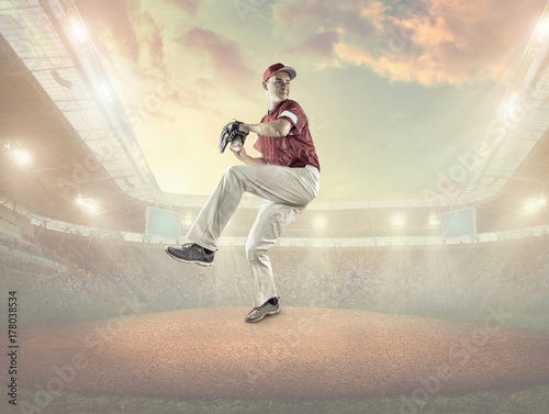 Baseball players in action on the stadium.