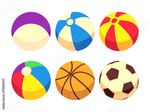 Sport and toy balls icons isolated on white