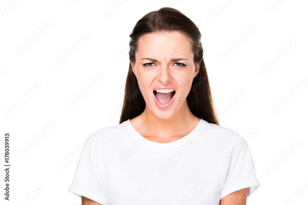 woman screaming and looking at camera woman screaming and looking at camera