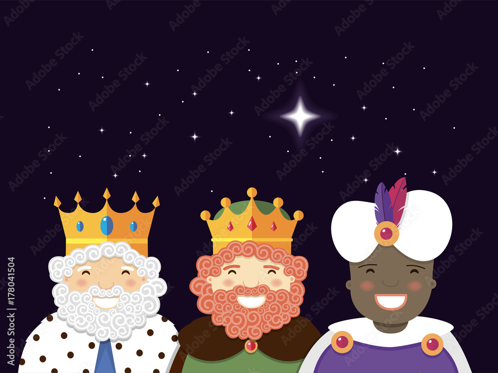 The Three Kings with christmas star on Epiphany day The Three Kings with christmas star on Epiphany day